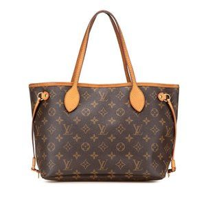 Louis Vuitton Monogram Neverfull PM Handbag Tote Bag M40155 Brown Leather Wom...